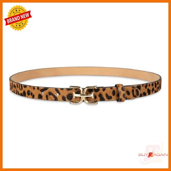 Skinny Logo Buckle Belt Adjustable Loop Fashion Trouser Accessory - Picture 5 of 8